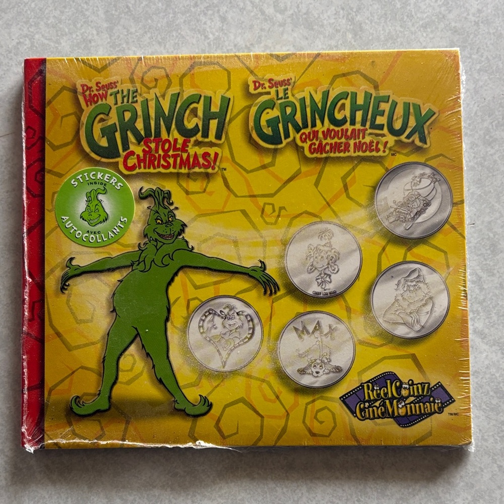 Dr. Seuss How the Grinch Stole Christmas RCM w 5 medallion Coin Sticker Set